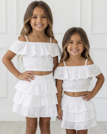 Broderie ruffle set - wit