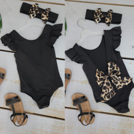 Love & bow swimsuit - all black