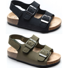 Buckled boys sandals - black or green