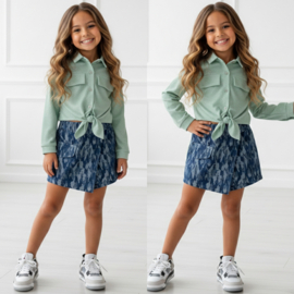 Sparkling tie blouse top - mintgroen