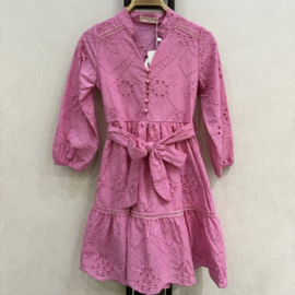 Broderie Bow Dress - Roze