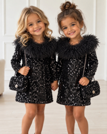 Midnight Glam Fur Dress - zwart/zwart
