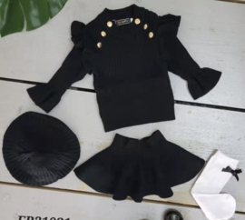 Baby ruffles & skirt set - zwart