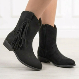 Fringe cowboy boots - zwart