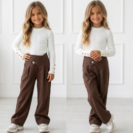 Golden Button Rib Top - wit