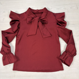 Elegant Bow Ruffle Set - bordeaux