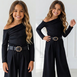 Chic One Shoulder Top - zwart