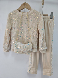Twinkle velvet set + bag - beige (verzenddatum 9 okt)