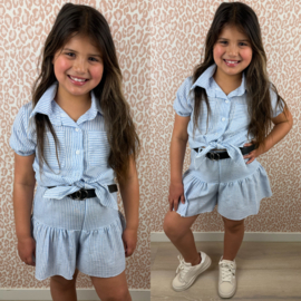 Glitter striped skort set - blauw