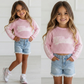 Street Knit Crop Sweater - roze