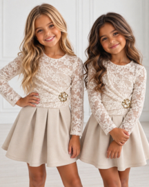 Lace Elegance Dress - beige
