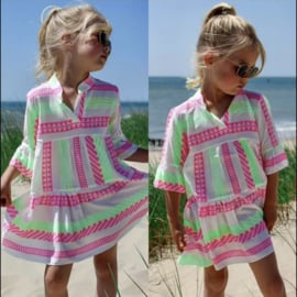 Green & Pink aztec dress