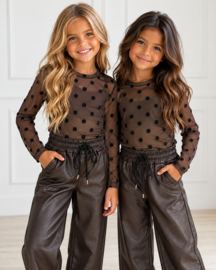 Dotted mesh top - bruin