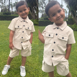 Boys buttoned summer set - creme