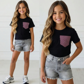 Sparkle Pocket Tee - zwart