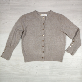 Cardigan With Golden Button - taupe - verzenddatum 9 okt