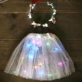 Tutu led & Flower headband - White