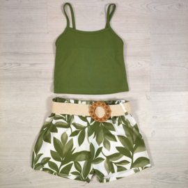 Summer Leaf Shorts Set - groen