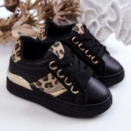 Glittery leopard sneakers - black