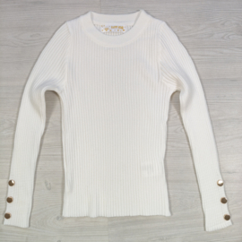 Golden Button Rib Top - wit