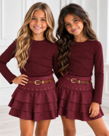 Ruffle Sienna Suède Skort - bordeaux