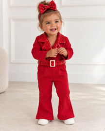 Festive bow jumpsuit - rood (verzenddatum 9 okt)