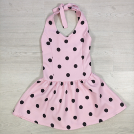 Retro Polka Dot Dress - roze