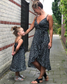 Spaghetti leopard dress green - Mommy & me