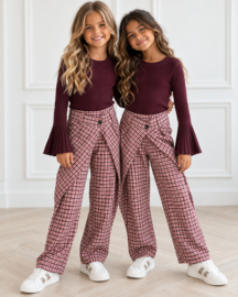 Checkered twist pants - bordeaux