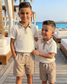 Waffle Polo Summer Set - beige