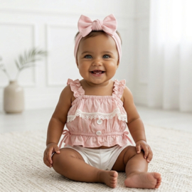 Baby ruffle boutique set - roze