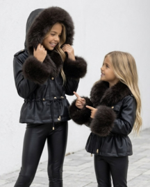 Bella fur Jacket -  zwart/bruin