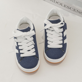 Striped fashion sneakers (met klittenband) - blauw