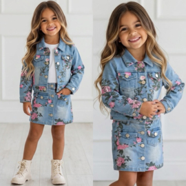 Denim skirt & Flower set