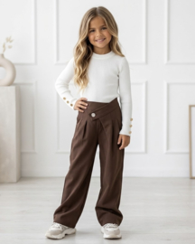 Golden Button Rib Top - wit