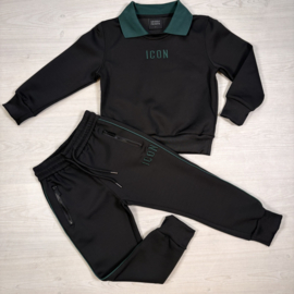 Icon Collar Tracksuit - zwart/groen (verzenddatum 16 okt)