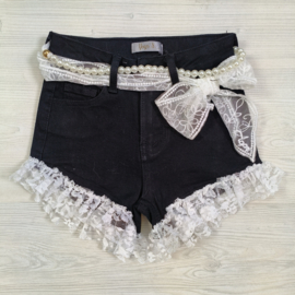 Your black laced denim short