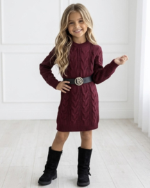 Cozy Cable Belt Dress - bordeaux (verzenddatum 29 sep)