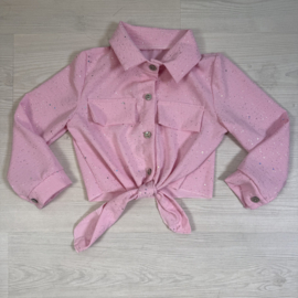 Sparkling tie blouse top - roze