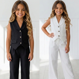 Girls Chic Pinstripe Gilet Set