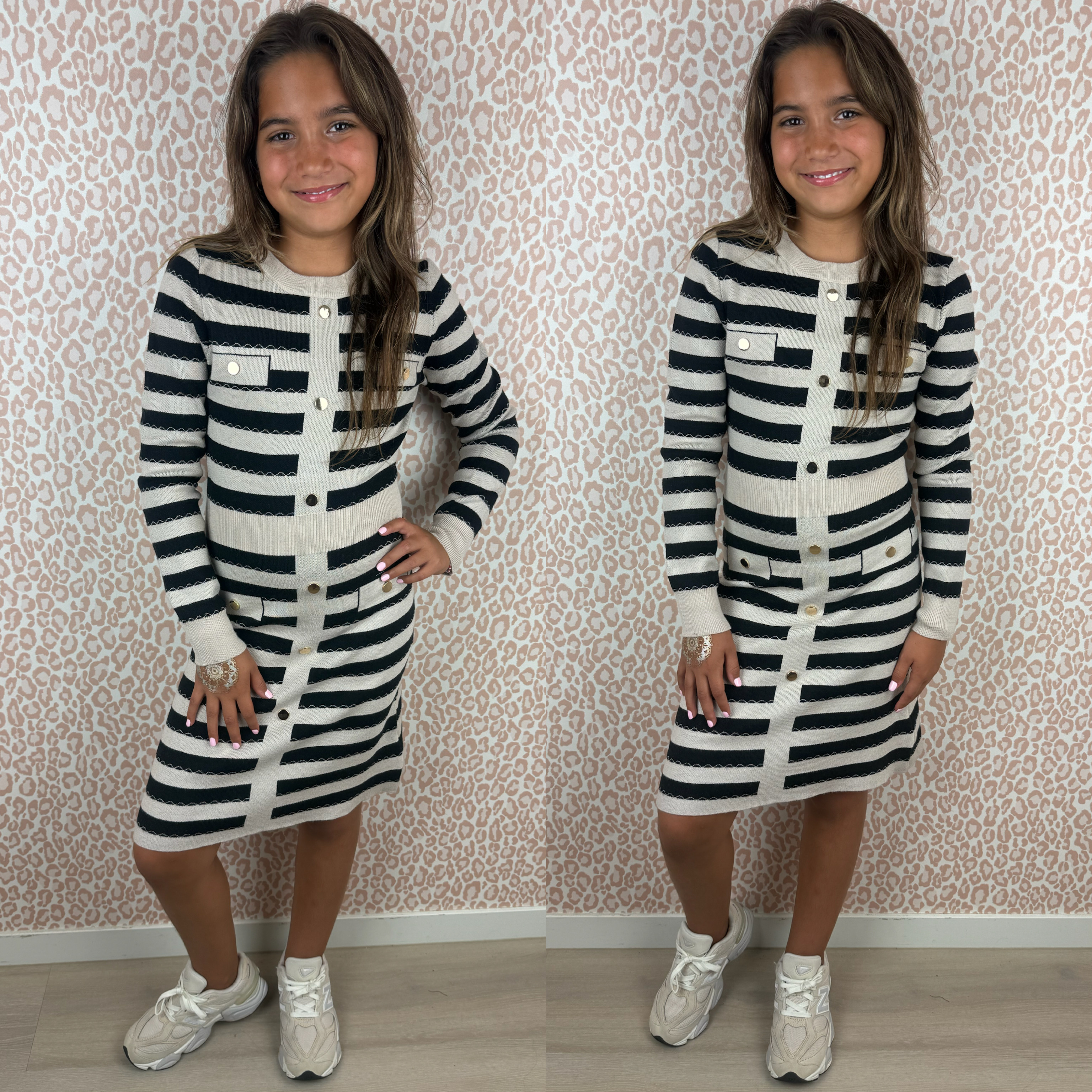 Gold buttoned knitted dress