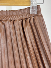 Pleated leather skirt - bruin