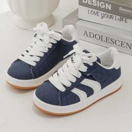 Striped fashion sneakers (met klittenband) - blauw