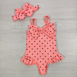 Polka Dot Swimsuit - coral