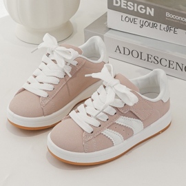 Striped fashion sneakers (met klittenband) - roze