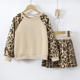 Glitter leo & skirt set - beige