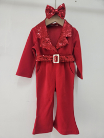 Festive bow jumpsuit - rood (verzenddatum 9 okt)