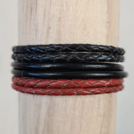 Only leather bracelet - Red & Black