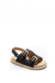 Tiny buckle sandals met klittenband - zwart
