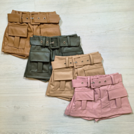 Leather pocket skort